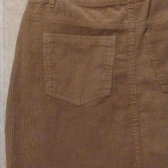 Tan Corduroy Mini Skirt Raw Hem - Picture 7 of 8